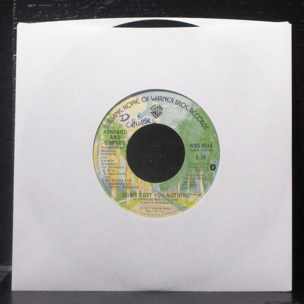 Ashford & Simpson - Don't Cost You Nothing 7" VG+ Vinyl 45 WBS 8514 USA 1977 - Shuga Records