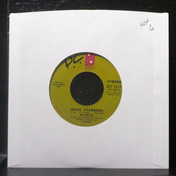 O'Jays - Back Stabbers / Sunshine 7" VG+ Vinyl 45 Phila Intl ZS7 3517 USA 1972 - Shuga Records