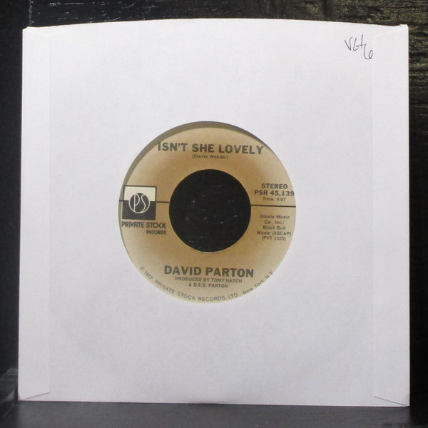 David Parton - Isn't She Lovely / Love And Peace Of Mind 7" VG+ Vinyl 45 PSR - Shuga Records