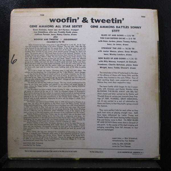 Gene Ammons Battles Sonny Stitt - Woofin' & Tweetin' LP VG PRLP 7050 Mono - Shuga Records