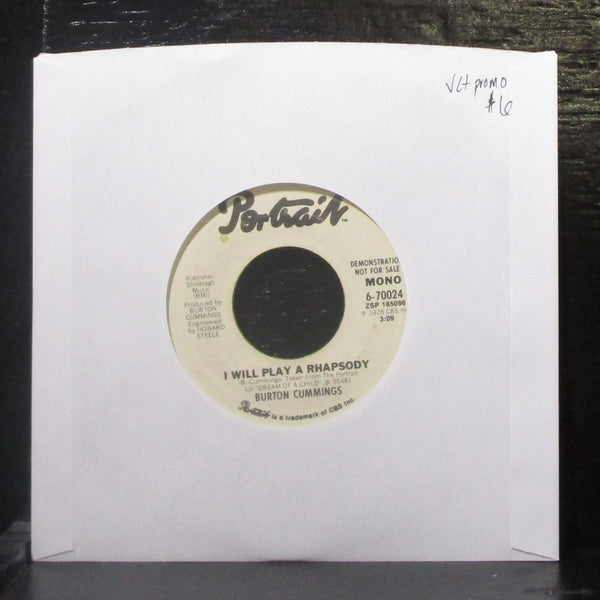 Burton Cummings - I Will Play A Rhapsody 7" VG+ Promo Vinyl 45 Portrait 6-70024 - Shuga Records