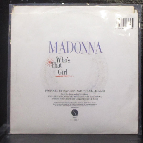 Madonna - Who's That Girl 7" VG+ Promo Vinyl 45 Sire 7-28341 USA 1987 - Shuga Records