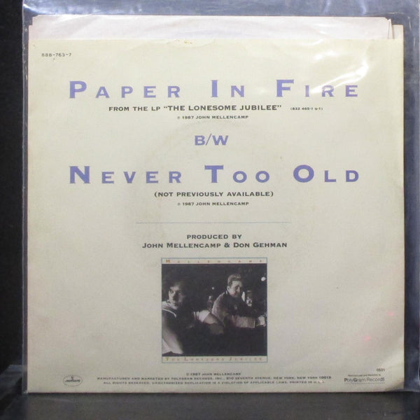 John Cougar Mellencamp - Paper In Fire 7" Mint- Promo Vinyl 45 Mercury USA 1987 - Shuga Records