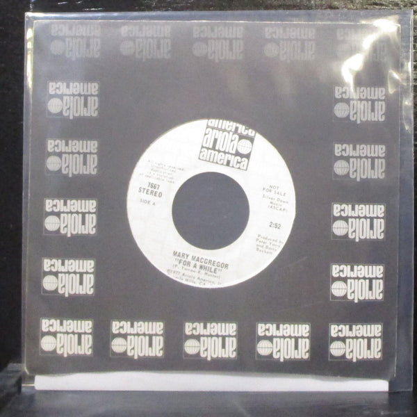Mary Macgregor - For A While 7" Mint- Promo Vinyl 45 Ariola 7667 USA 1977 - Shuga Records