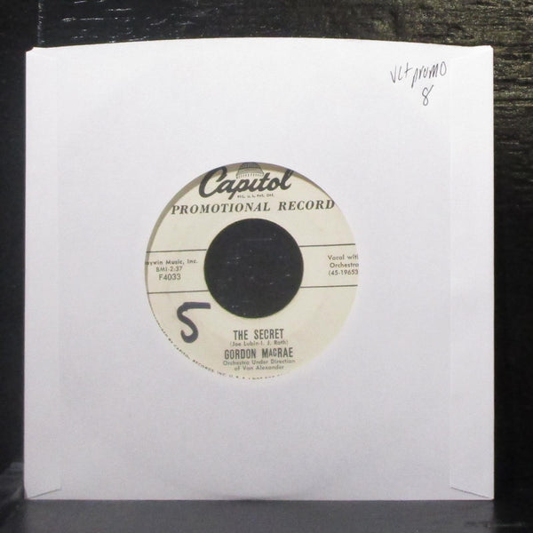 Gordon MacRae - The Secret / A Man Once Said 7" VG+ Promo Vinyl 45 Capitol F4033 - Shuga Records