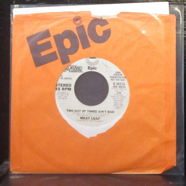 Meat Loaf - Two Out Of Three Ain't Bad 7" VG+ Promo Vinyl 45 Epic 8-50513 USA - Shuga Records