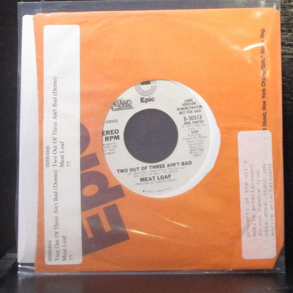 Meat Loaf - Two Out Of Three Ain't Bad 7" VG+ Promo Vinyl 45 Epic 8-50513 USA - Shuga Records