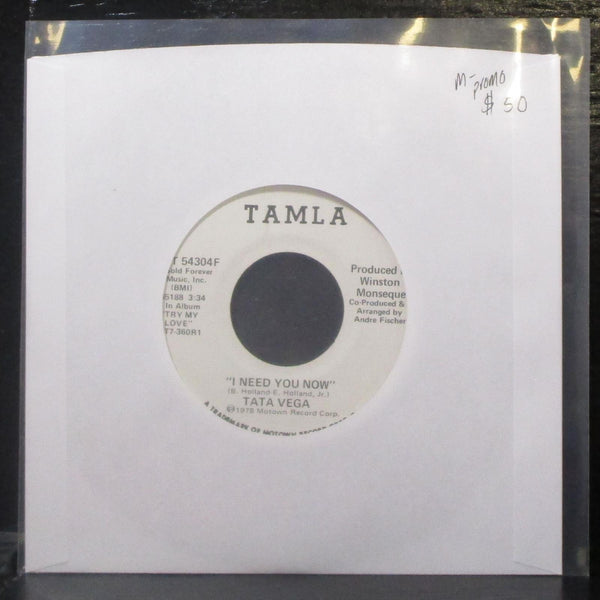 Tata Vega - I Need You Now 7" Mint- Promo Vinyl 45 Tamla T 54304F USA 1978 - Shuga Records