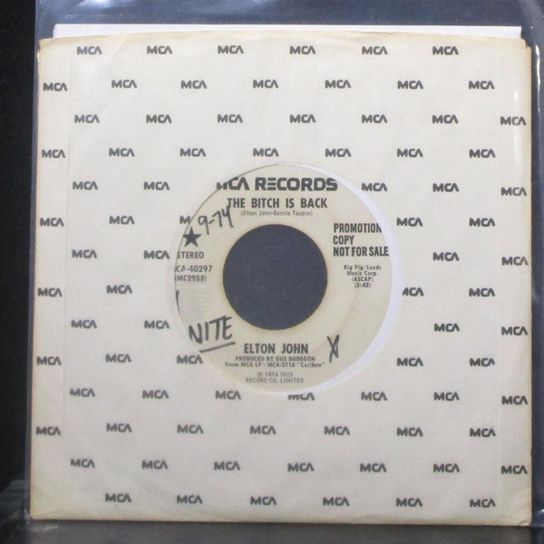 Elton John - The Bitch Is Back / Cold Highway 7" VG+ Promo Vinyl 45 MCA-40297 - Shuga Records