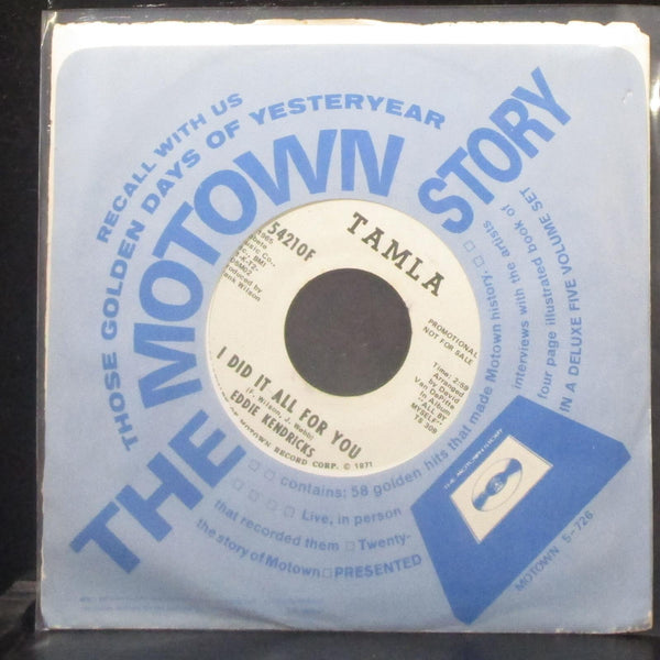 Eddie Kendricks - I Did It All For You 7" Mint- Promo Vinyl 45 Tamla T 54210F - Shuga Records