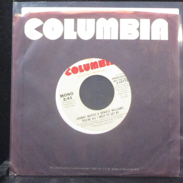 Johnny Mathis - You're All I Need To Get By 7" Mint- Promo Vinyl 45 Columbia - Shuga Records