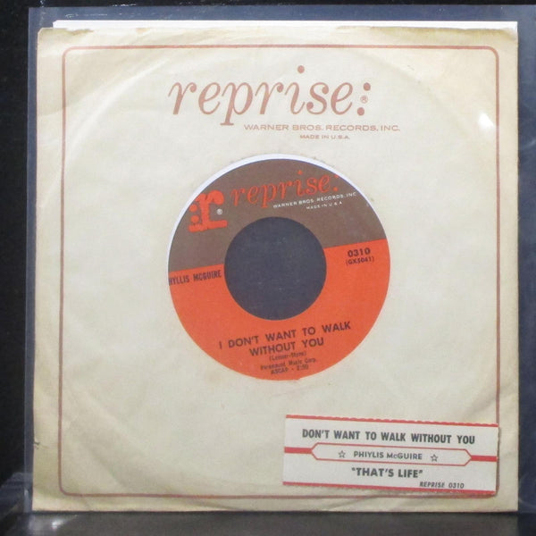 Phyllis McGuire - I Don't Want To Walk Without You 7" VG+ Vinyl 45 Reprise 0310 - Shuga Records