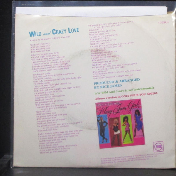 Mary Jane Girls - Wild And Crazy Love 7" Mint- Vinyl 45 Gordy 1798 GF USA 1985 - Shuga Records