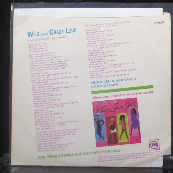 Mary Jane Girls - Wild And Crazy Love 7" Mint- Promo Vinyl 45 Gordy 1798 GF USA - Shuga Records
