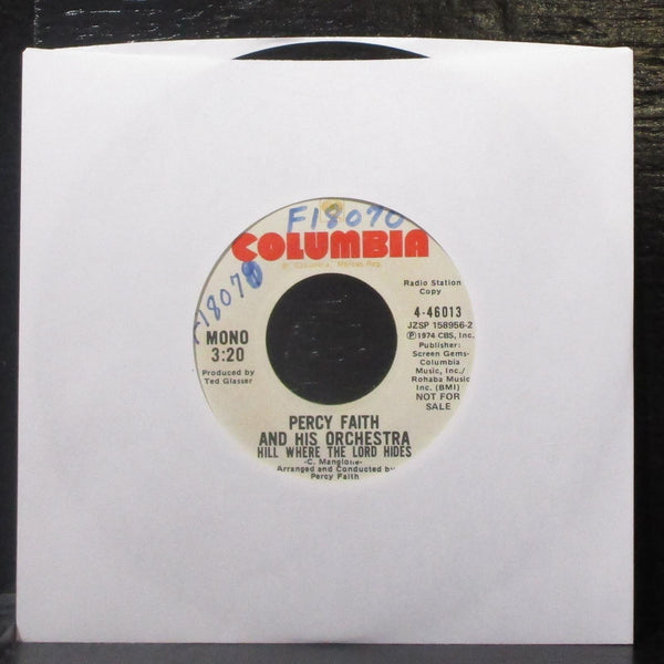Percy Faith - Hill Where The Lord Hides 7" Mint- Promo Vinyl 45 Columbia 4-46013 - Shuga Records