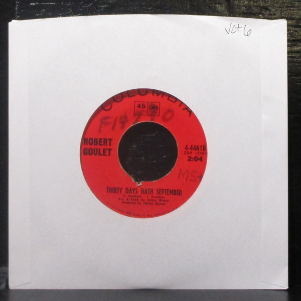 Robert Goulet - Thirty Days Hath September 7" VG+ Vinyl 45 Columbia 4-44618 USA - Shuga Records