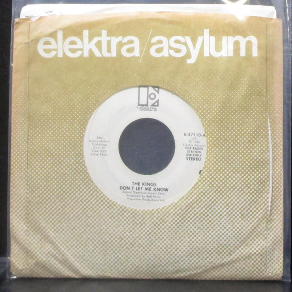 The Kings - Don't Let Me Know 7" Mint- Promo Vinyl 45 Elektra E-47110 USA 1980 - Shuga Records