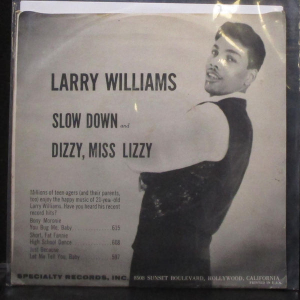 Larry Williams - Dizzy, Miss Lizzy / Slow Down 7" VG+ Vinyl 45 Specialty 626 USA - Shuga Records