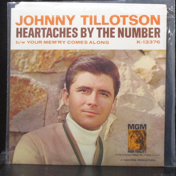 Johnny Tillotson - Heartaches By The Number 7" VG+ Vinyl 45 MGM K 13376 USA 1965 - Shuga Records