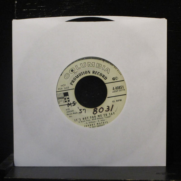 Johnny Mathis, Conniff - Warm And Tender / It's Not For Me To Say 7" VG+ 4-40851 - Shuga Records