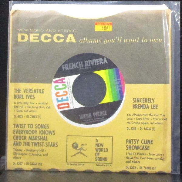 Webb Pierce - Memory #1 / French Riviera 7" Mint- Vinyl 45 Decca 31617 USA 1964 - Shuga Records