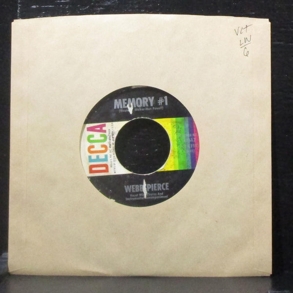 Webb Pierce - Memory #1 / French Riviera 7" VG+ Vinyl 45 Decca 31617 USA 1964 - Shuga Records