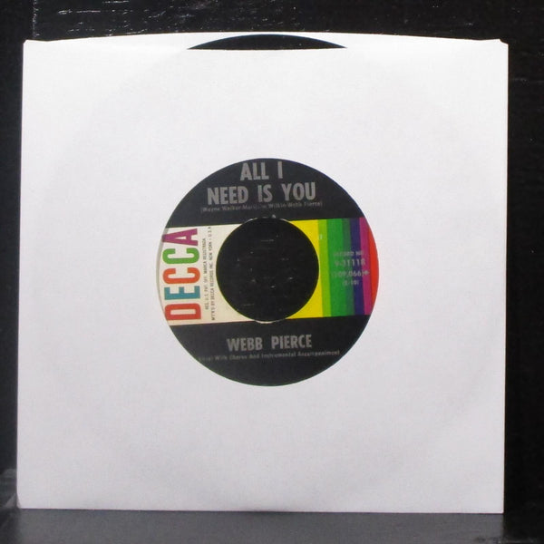 Webb Pierce - Drifting Texas Sand / All I Need Is You 7" Mint- Vinyl 45 Decca - Shuga Records