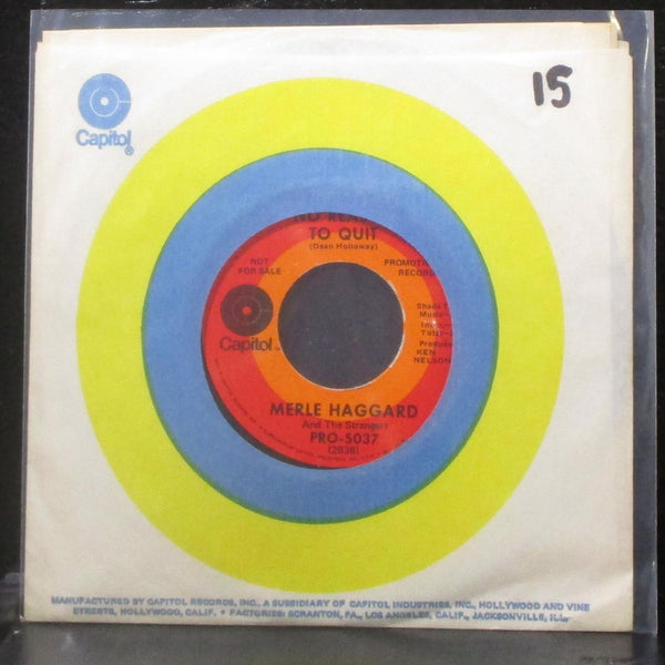 Merle Haggard - Jesus, Take A Hold / No Reason To Quit 7" Mint- Promo Vinyl 45 - Shuga Records