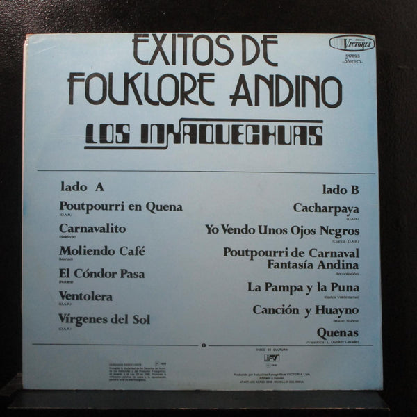 Los Inkaquechuas - Exitos Del Folclore Andino LP VG+ 517693 Colombia 1985 Record - Shuga Records