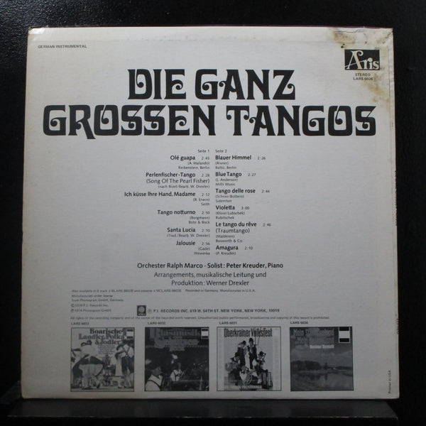 Peter Kreuder And His Tango-Orchestra - Die Ganz Grossen Tangos LP VG+ LARS 6028 - Shuga Records