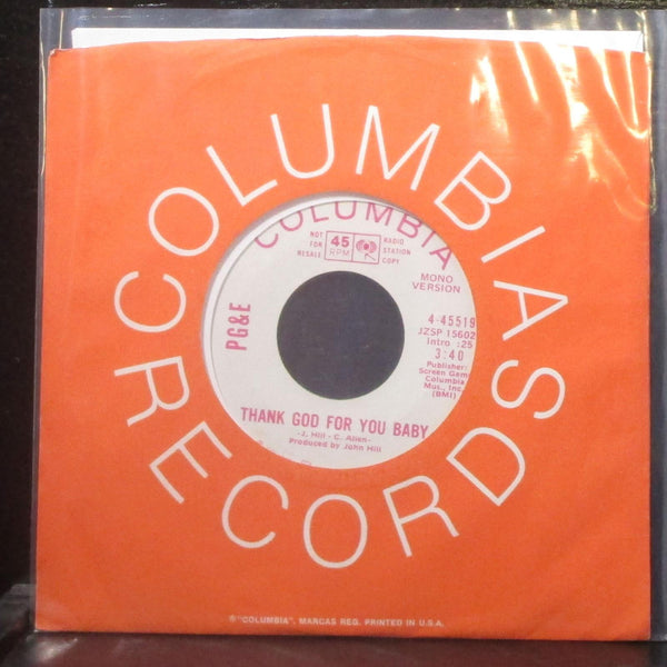 PG & E - Thank God For You Baby 7" Mint- Promo Vinyl 45 Columbia 4-45519 USA - Shuga Records