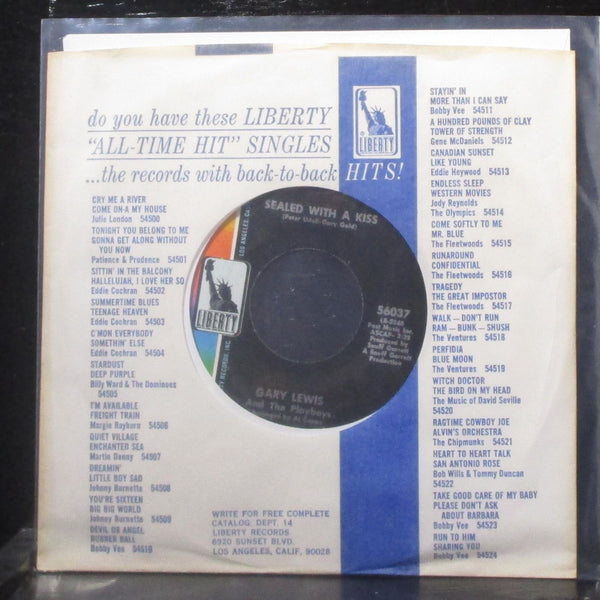 Gary Lewis & Playboys - Sealed With A Kiss / Sara Jane 7" Mint- Vinyl 45 Liberty - Shuga Records