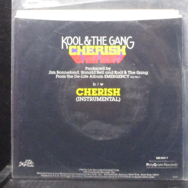 Kool & The Gang - Cherish 7" Mint- Vinyl 45 De-Lite 880 869-7 Lbl Var 1985 - Shuga Records