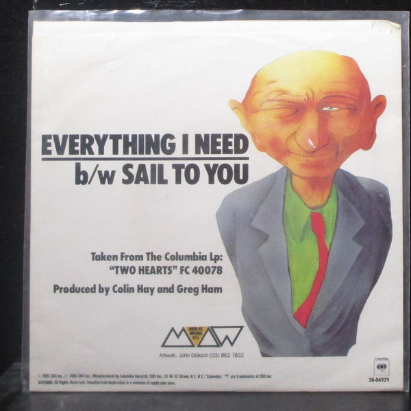 Men At Work - Everything I Need / Sail To You 7" Mint- Vinyl 45 Columbia 1985 - Shuga Records