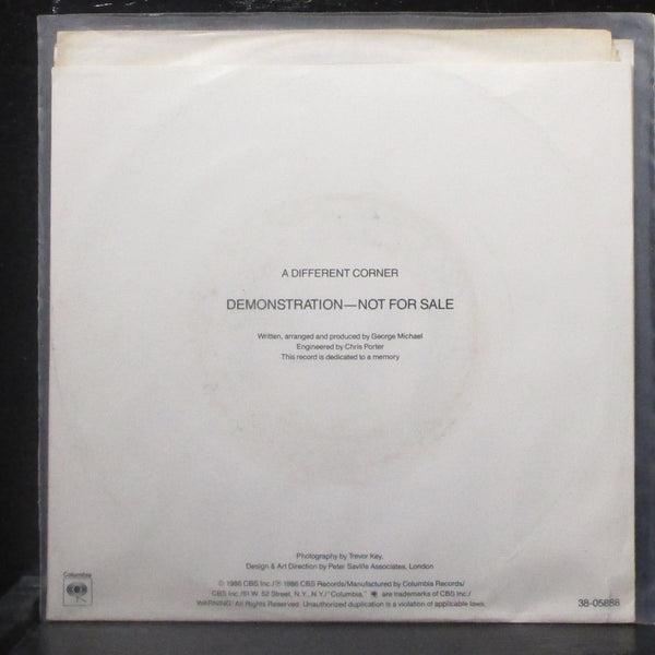George Michael - A Different Corner 7" Mint- Promo Vinyl 45 Columbia 38-05888 - Shuga Records
