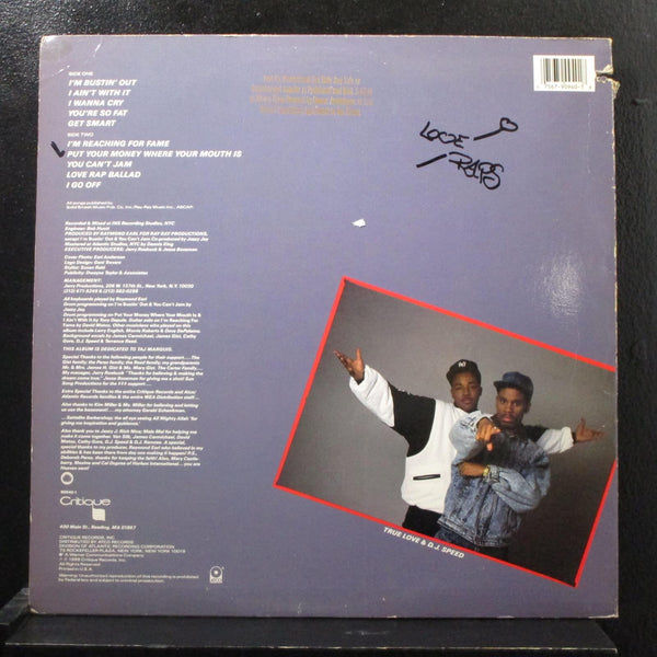 True Love - I'm Bustin' Out LP VG+ 90940-1 Promo 1988 USA Vinyl Record - Shuga Records