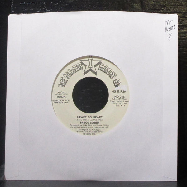 Errol Sober - Heart To Heart 7" Mint- Promo Vinyl 45 Number 1 NO 215 USA 1979 - Shuga Records