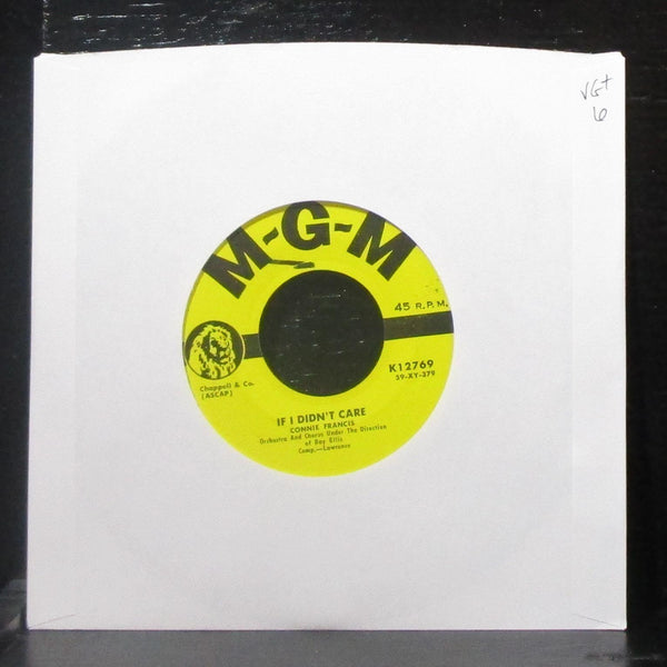 Connie Francis - If I Didn't Care / Toward The End Of The Day 7" VG+ Vinyl 45 - Shuga Records