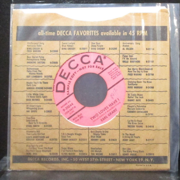 Earl Grant - House Of Bamboo / Two Loves Have I 7" VG+ Promo Vinyl 45 Decca 1960 - Shuga Records