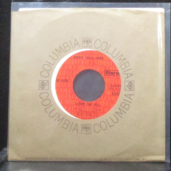 Andy Williams - Love Is All 7" Mint- Vinyl 45 Columbia  4-45494 USA 1971 - Shuga Records
