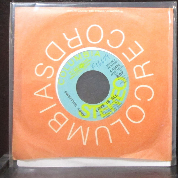 Andy Williams - Love Is All 7" VG+ Promo Vinyl 45 Columbia 4-45494 USA 1971 - Shuga Records