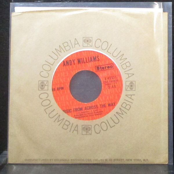 Andy Williams - Music From Across The Way 7" Mint- Vinyl 45 Columbia 4-45531 - Shuga Records