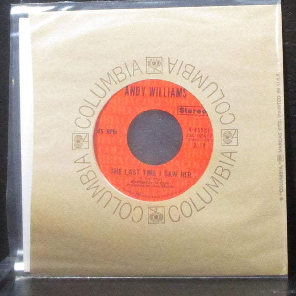 Andy Williams - Music From Across The Way 7" Mint- Vinyl 45 Columbia 4-45531 - Shuga Records