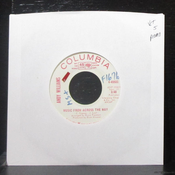 Andy Williams - Music From Across The Way 7" VG+ Promo Vinyl 45 Columbia 1972 - Shuga Records