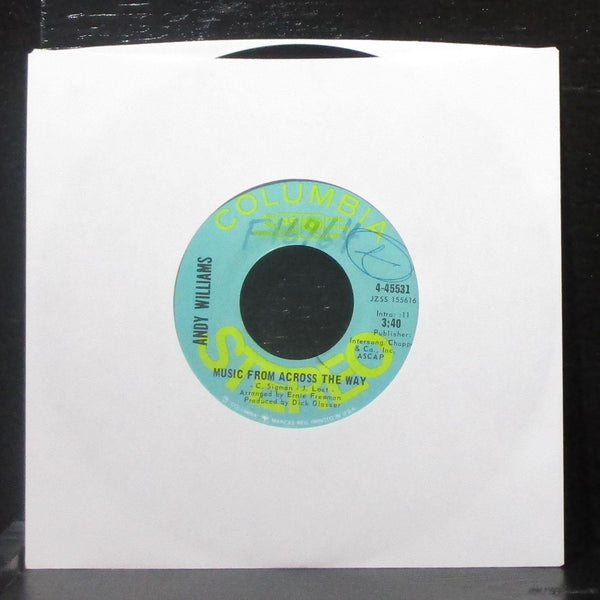 Andy Williams - Music From Across The Way 7" VG+ Promo Vinyl 45 Columbia 1972 - Shuga Records