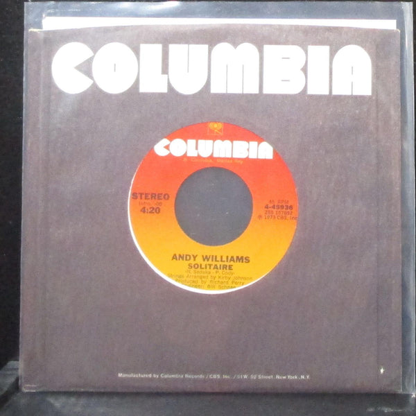Andy Williams - Solitaire / My Love 7" Mint- Vinyl 45 Columbia 4-45936 USA 1973 - Shuga Records