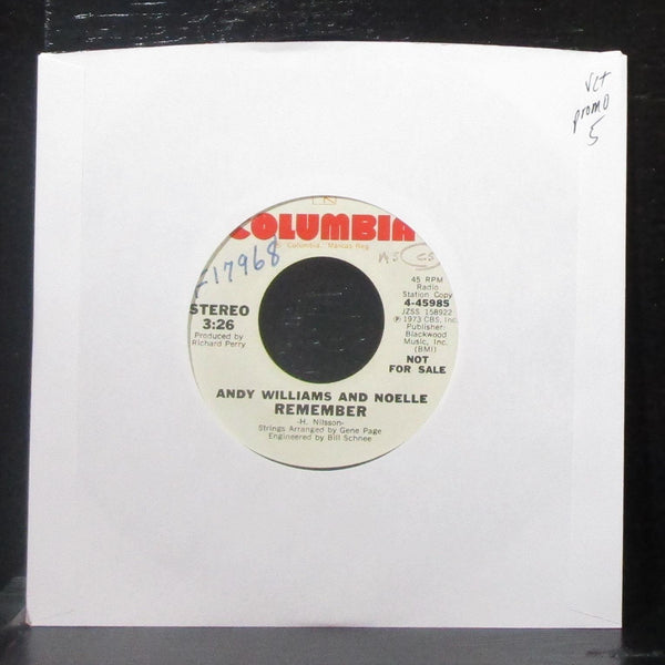 Andy Williams & Noelle - Remember 7" VG+ Promo Vinyl 45 Columbia 4-45985 USA - Shuga Records