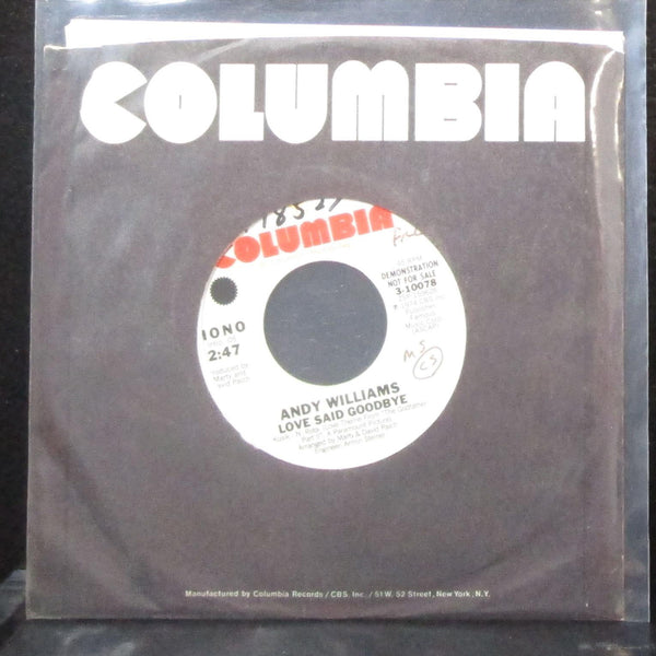 Andy Williams - Love Said Goodbye 7" VG+ Promo Vinyl 45 Columbia 3-10078 USA - Shuga Records