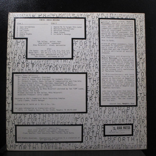 Forth - Audio Massage LP Mint- LP 1007 USA 1985 Vinyl Record - Shuga Records