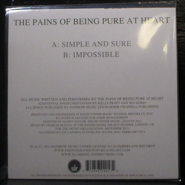 The Pains Of Being Pure At Heart - Simple & Sure 7" Mint- Green Vinyl 45 signed - Shuga Records